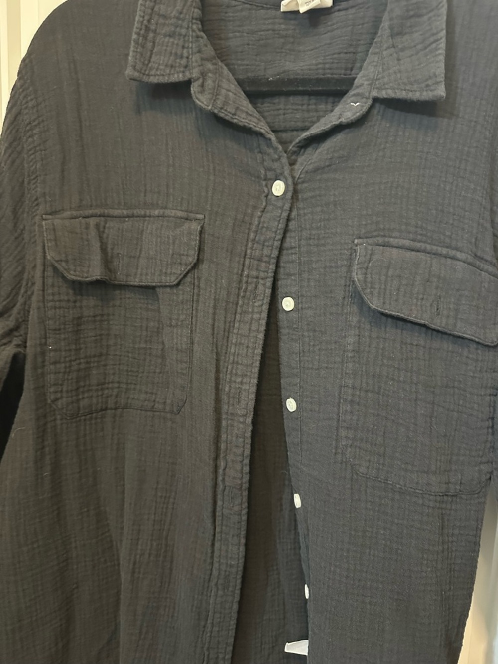 a.n.a Black Button-Front Gauze Shirt - Picture 3 of 5